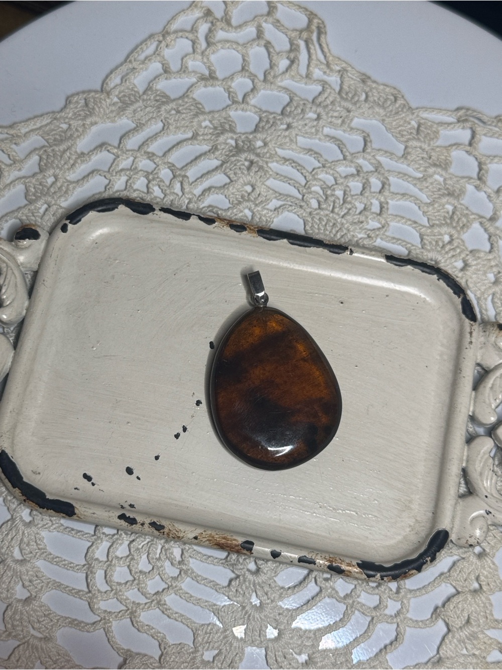 Vintage Natural Baltic Cognac Drop Amber Pendant 925 Bail 1.75